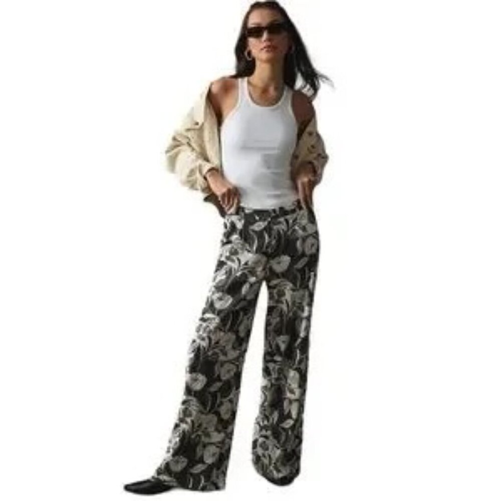 Anthropologie Maeve Wide Leg Linen Pants Fabulous floral print 22W